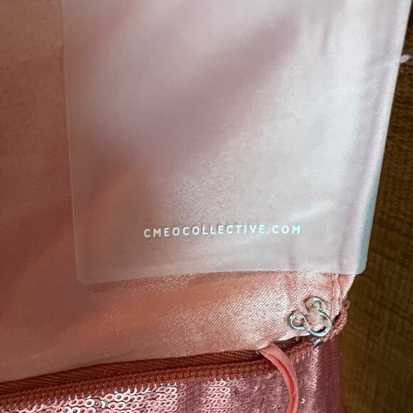 NWT Revolve C/Meo Collective Pink Sequin One-Shoulder Sheath Dress Ruffled Sz L - Picture 8 of 12